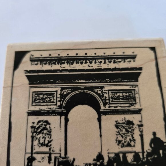 Stampington & Co Large Mounted Rubber Stamp Visiting Paris Arc de Triomphe - Picture 2 of 8
